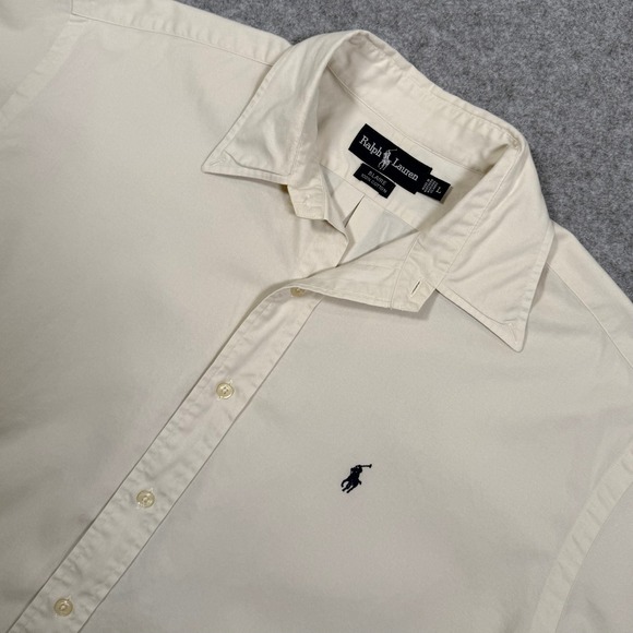 Ralph Lauren Other - Ralph Lauren Blaire Mens Large Cream Short Sleeve Cotton Button Down Shirt Pony